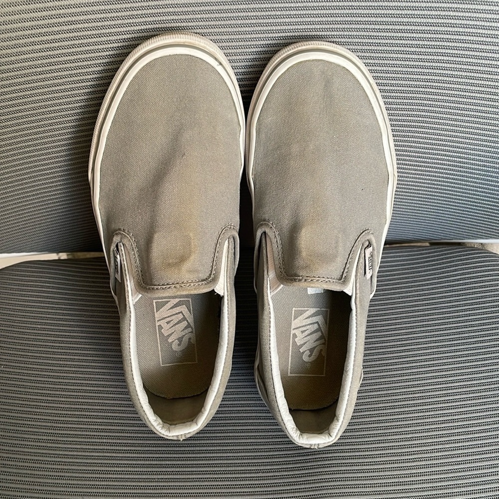 EC Vans Light Grey Slip-On Sneakers - Size 5/6.5W
